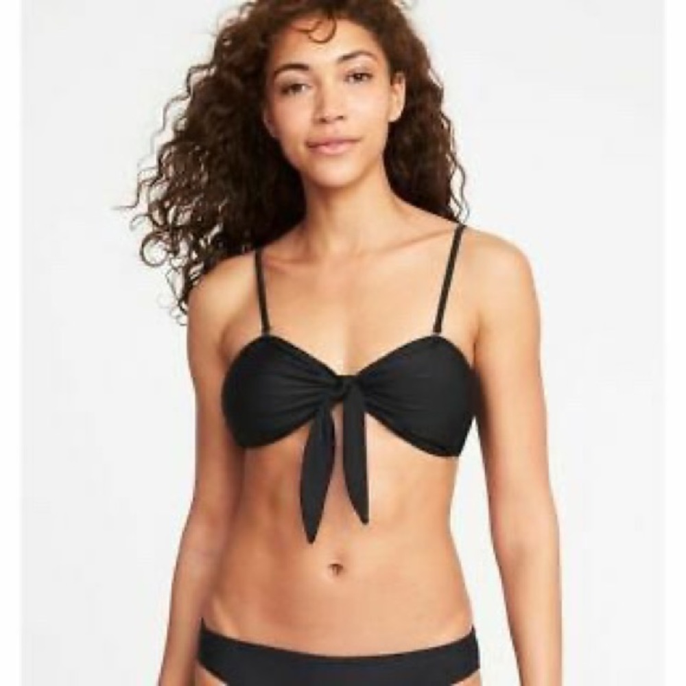 Old Navy Knotted-tie Swim Top Black Size Large